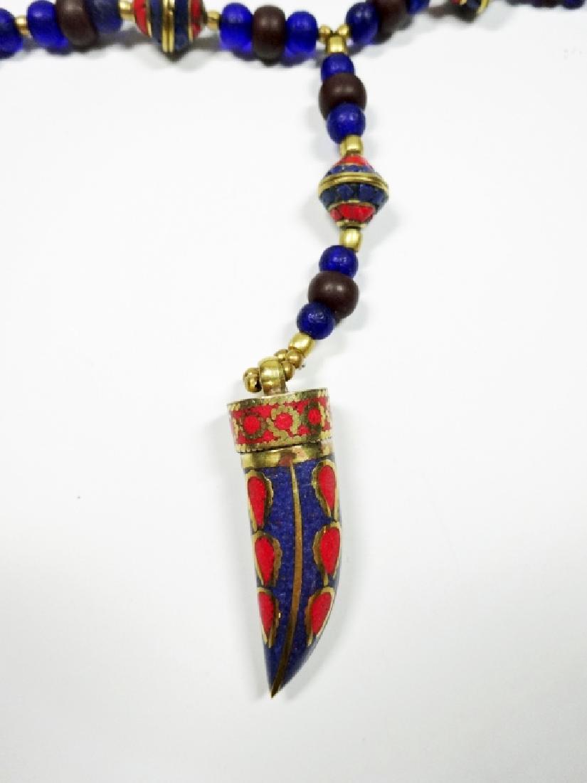 TIBETAN NECKLACE WITH LAPIS & CORAL, APPROX 27"L, (1 of 7)