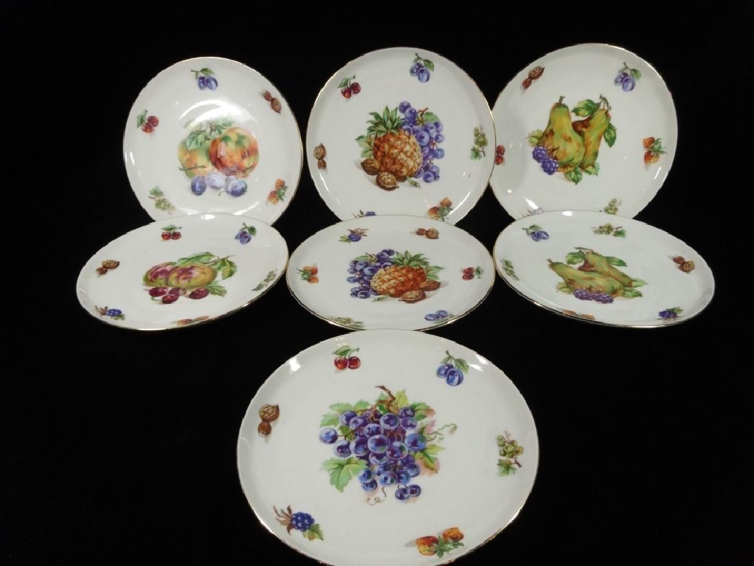 7 PC PORCELAIN FRUIT PLATES, MARKED FINE BOHEMIAN CHINA (1 of 9)