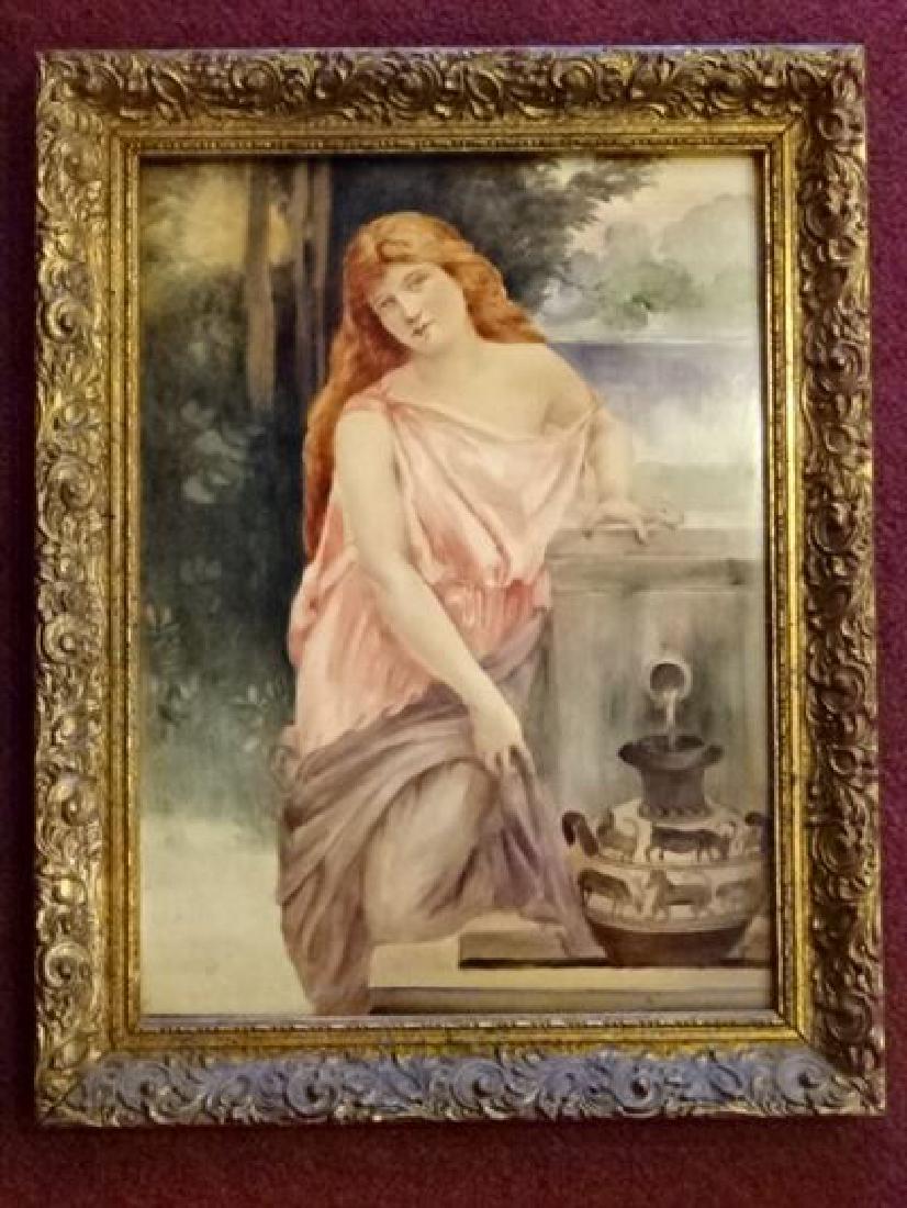 AUSTRIAN PORCELAIN PLAQUE CIRCA 1915, YOUNG LADY WITH (1 of 6)