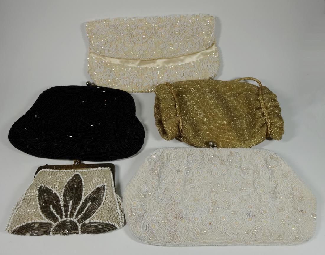 5 PC VINTAGE BEADED EVENING BAGS, INCLUDES BLACK LA (1 of 12)