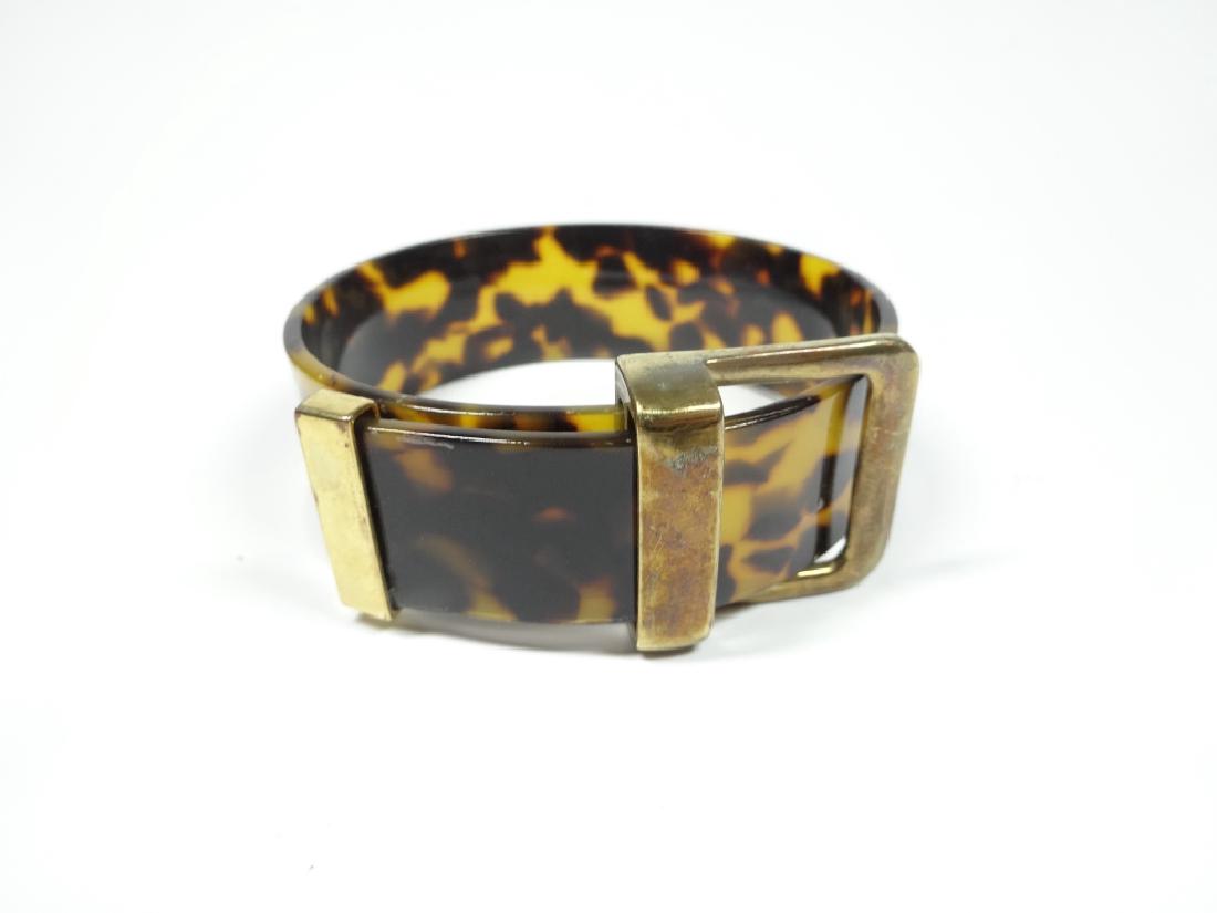FAUX TORTOISESHELL BRACELET, BELT FORM WITH GOLD TONE (1 of 5)