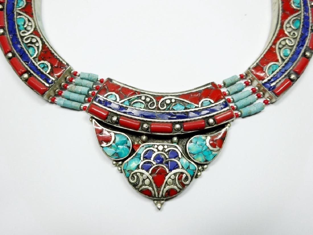 TIBETAN NECKLACE WITH TURQUOISE, LAPIS & CORAL, APPROX (1 of 4)