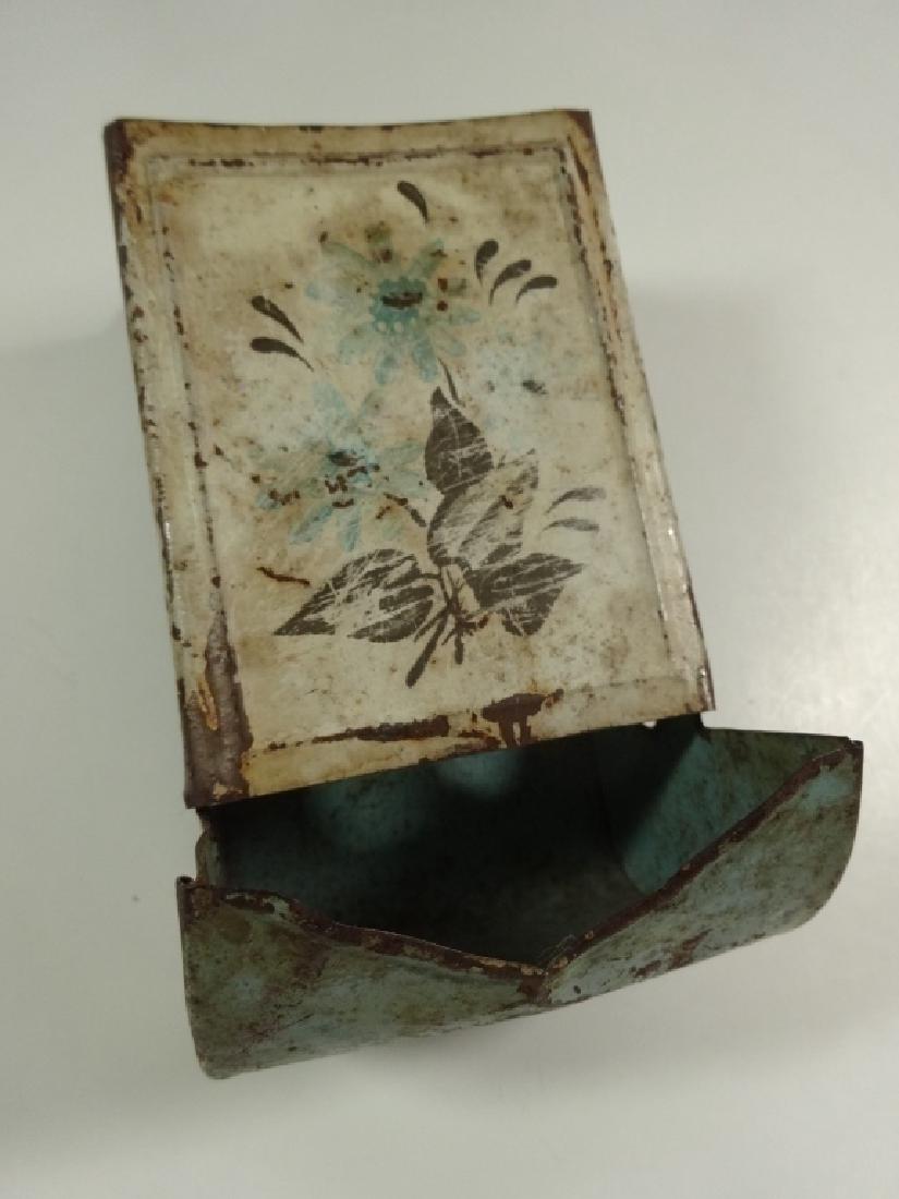 VINTAGE METAL WALL MOUNT MATCH HOLDER, APPROX 6" X 3: VINTAGE METAL WALL MOUNT MATCH HOLDER, APPROX 6" X 3 3/8" X 3 1/4"