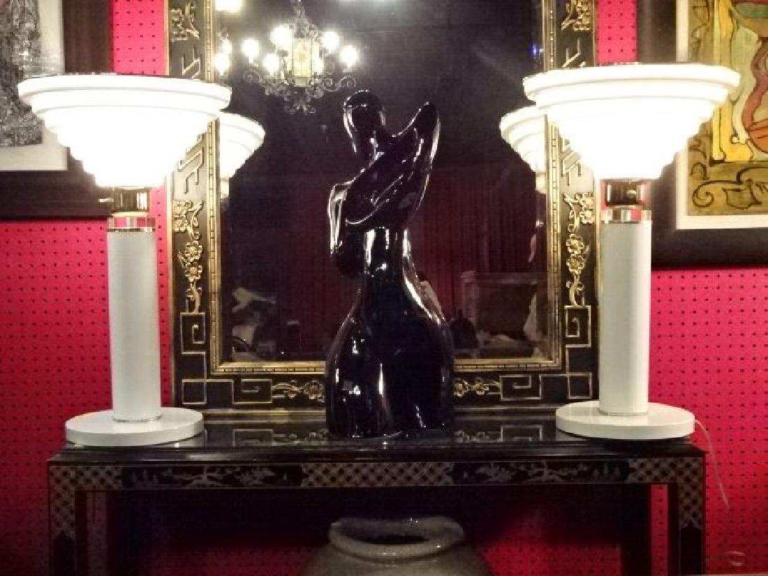 PAIR ACRYLIC TORCHIERE TABLE LAMPS, WHITE ACRYLIC WITH (1 of 8)