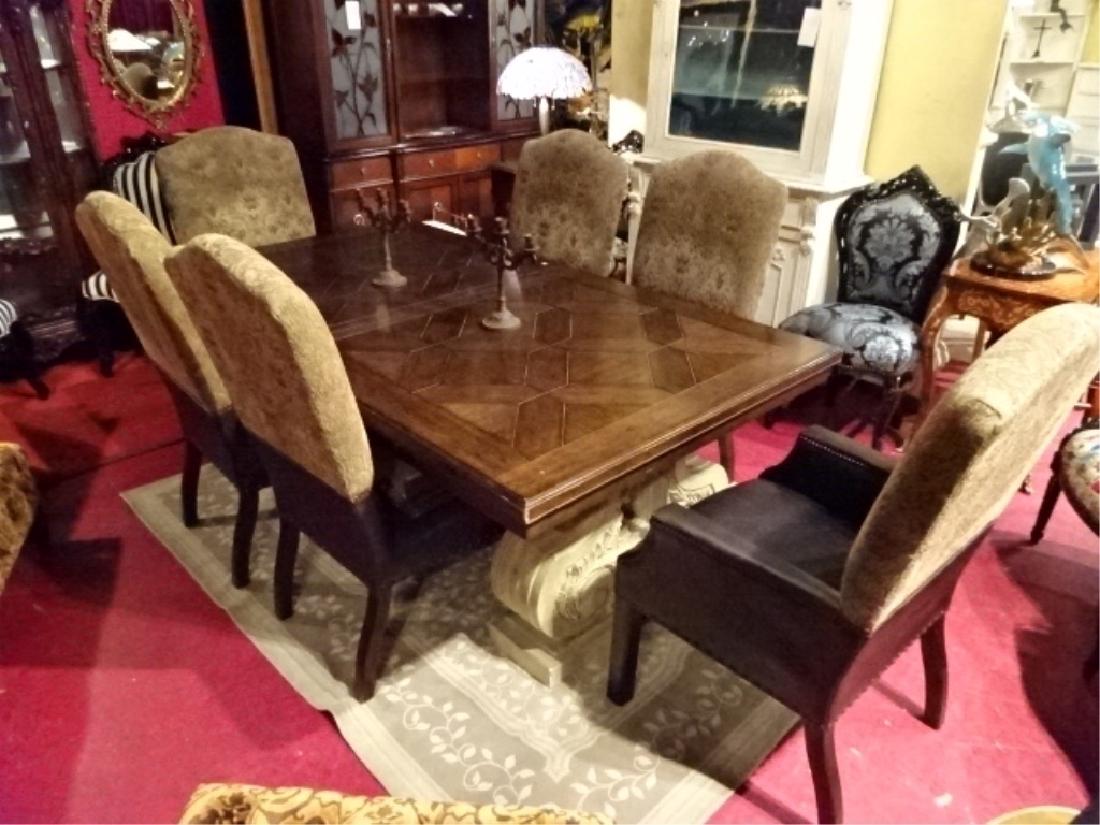 7 PC DUAL PEDESTAL DINING TABLE, 6 CHAIRS BY DREXEL (1 of 8)