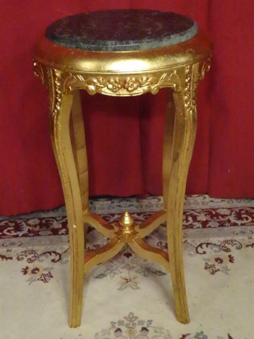 LOUIS XV STYLE PEDESTAL, GOLD GILT WOOD WITH GREEN (1 of 7)