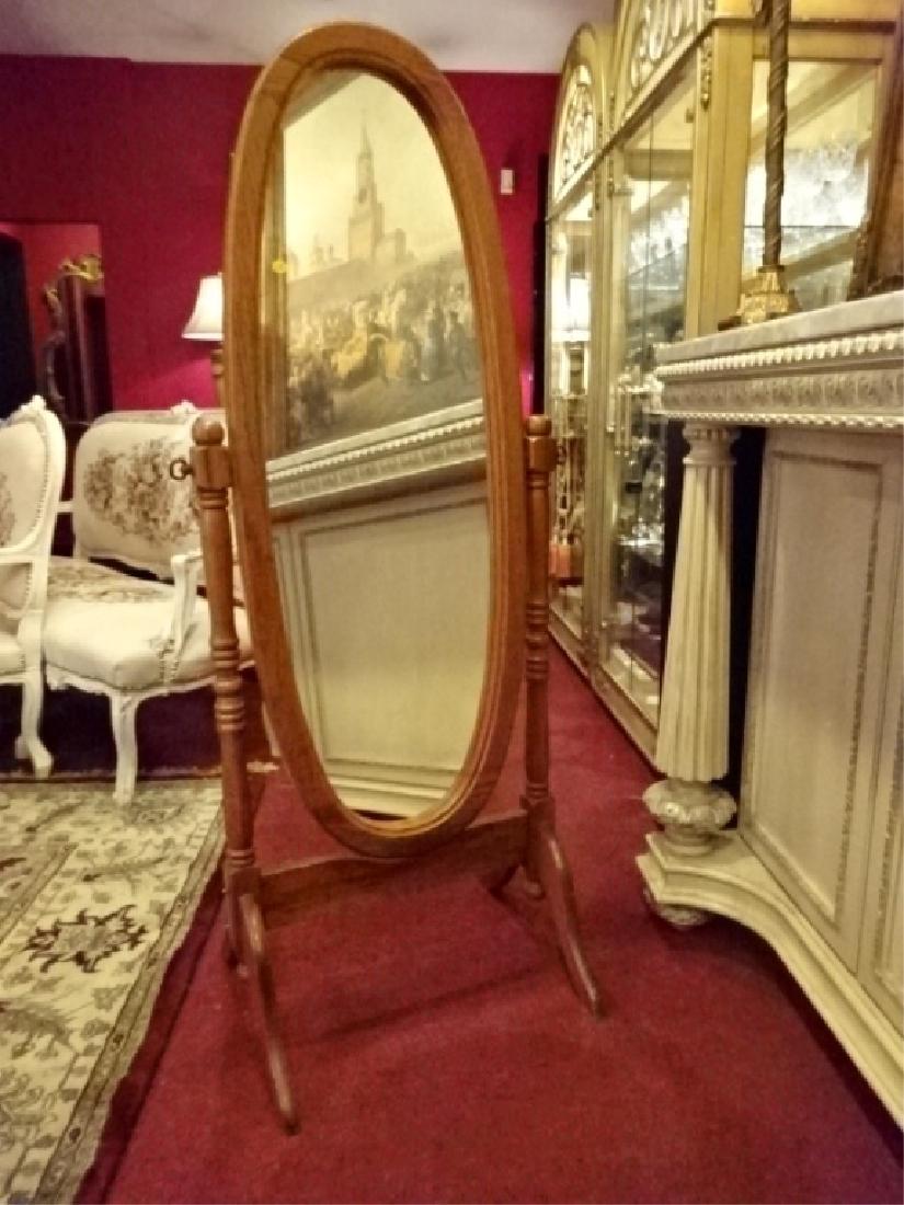 OVAL CHEVAL TILT FLOOR MIRROR, MEDIUM FINISH, VERY GOOD (1 of 4)
