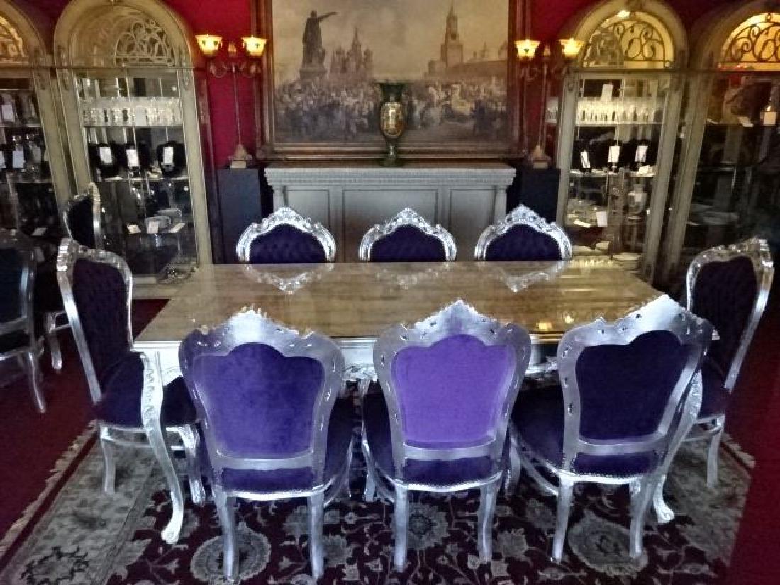 9 PC LOUIS XV STYLE SILVER GILT DINING SET, ROCOCO (1 of 10)