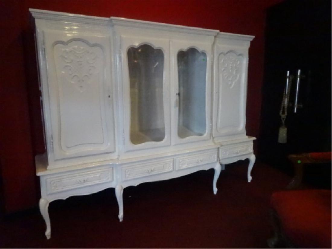 LOUIS XV STYLE CABINET, 2 GLAZED DOORS FLANKED BY TWIN (1 of 11)