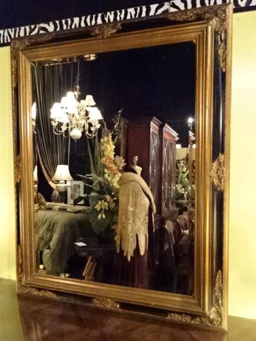 LARGE GILT WOOD MIRROR, BLACK AND GOLD RECTANGULAR (1 of 3)