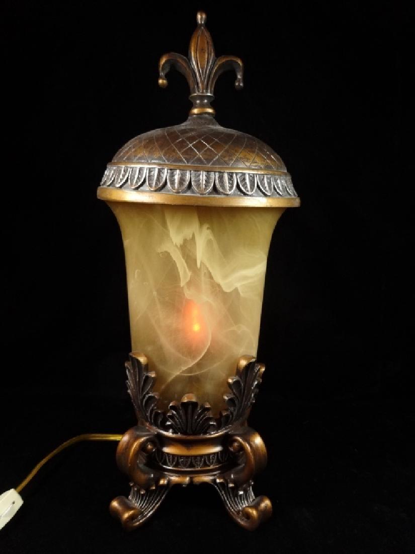 URN STYLE TABLE LAMP WITH LID, COMPOSITE, APPROX 16.5"H (1 of 4)