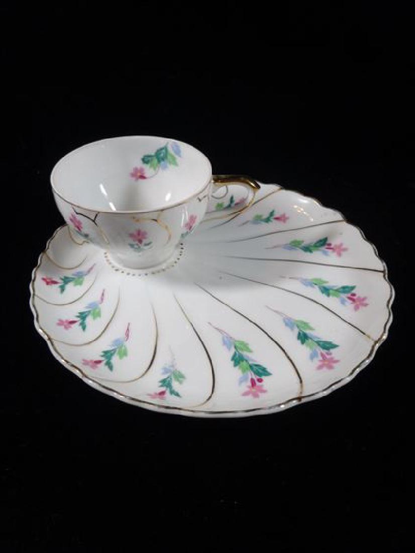 8 PC PORCELAIN LUNCHEON SET, 4 CUPS, 4 PLATES, PAINTED (1 of 3)