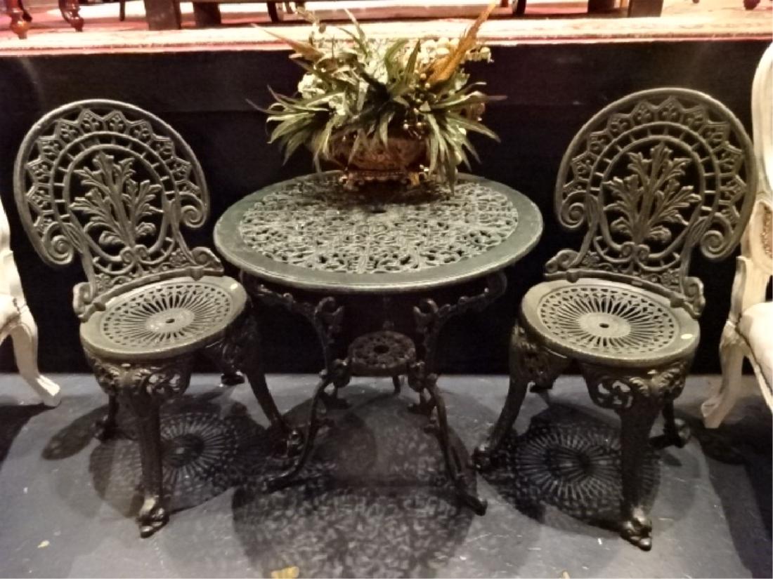 3 PC EMPIRE CRAFTSMAN IRON BISTRO TABLE, 2 CHAIRS, (1 of 7)
