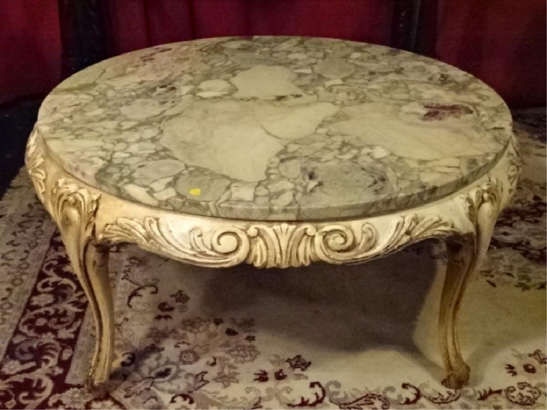 VINTAGE FRENCH STYLE MARBLE TOP COFFEE TABLE, VERY GOOD (1 of 5)