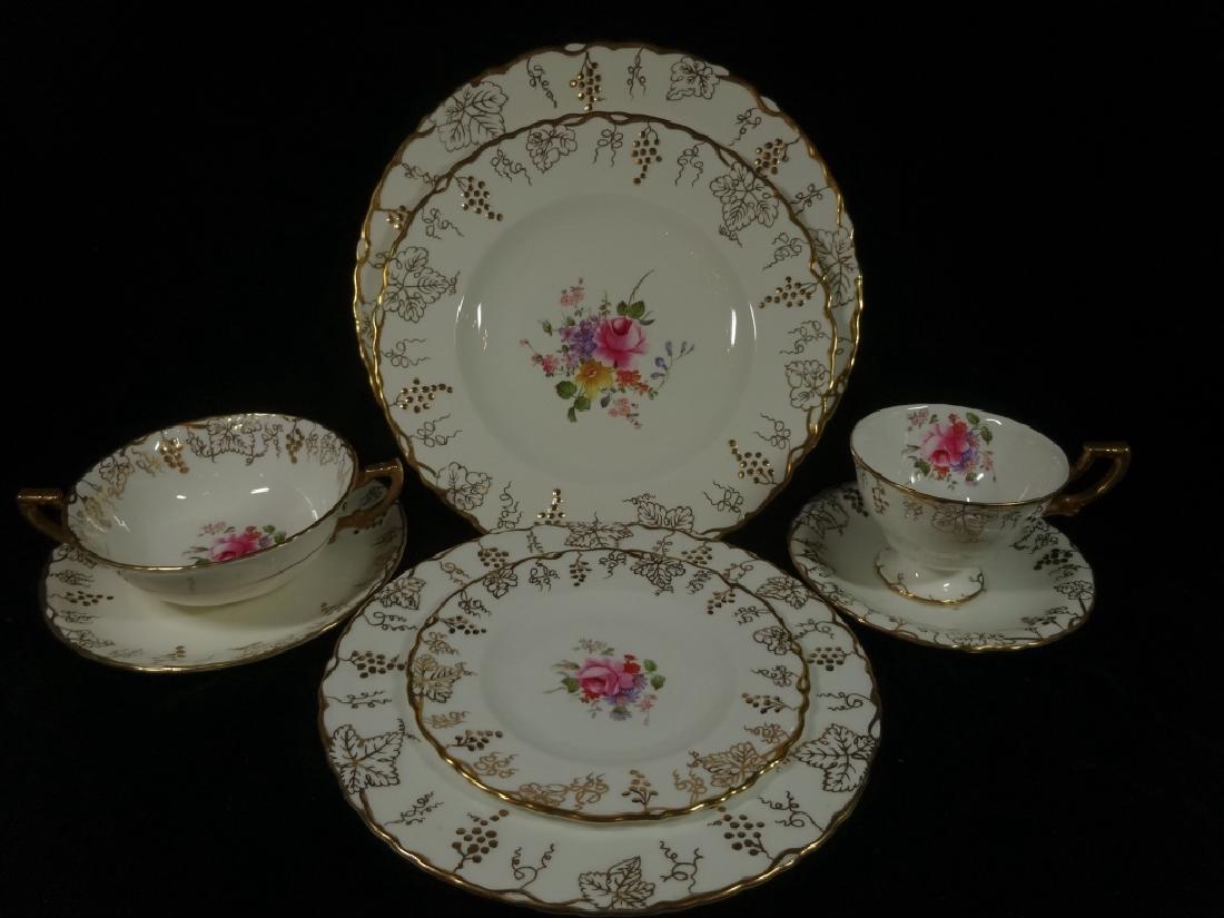 74 PC ROYAL CROWN DERBY CHINA SERVICE, "VINE" PATTERN, (1 of 10)
