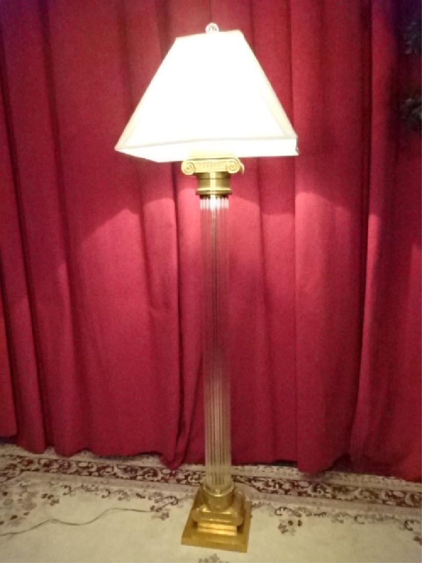 NEOCLASSICAL GLASS AND BRASS FLOOR LAMP, HOLLYWOOD (1 of 7)