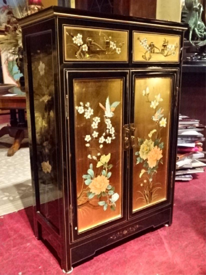 CHINESE GILT AND ENAMEL CABINET, 2 DRAWERS OVER 2 DOOR (1 of 6)