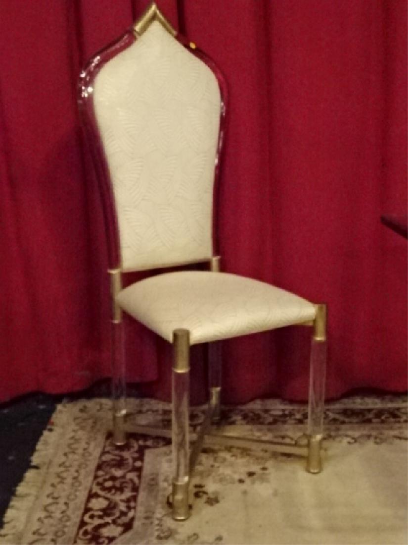 LUCITE AND BRASS TALL BACK CHAIR, MID CENTURY, GOOD (1 of 3)