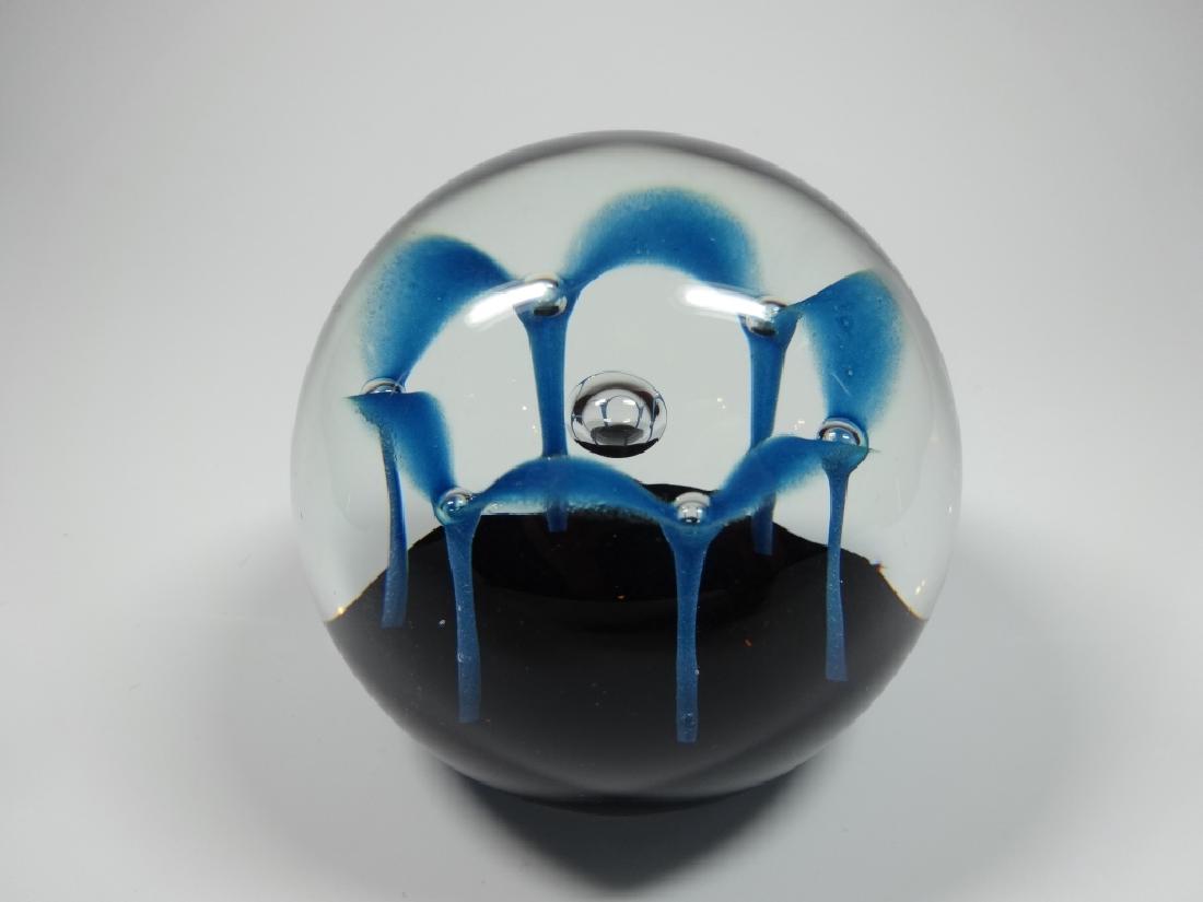 CAITHNESS GLASS "MAYDANCE" PAPERWEIGHT, BLUE/CLEAR WITH (1 of 7)