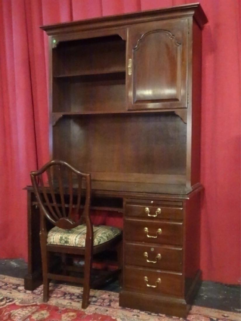 3 PC ETHAN ALLEN DESK WITH HUTCH TOP AND CHAIR, SLIDE (1 of 5)