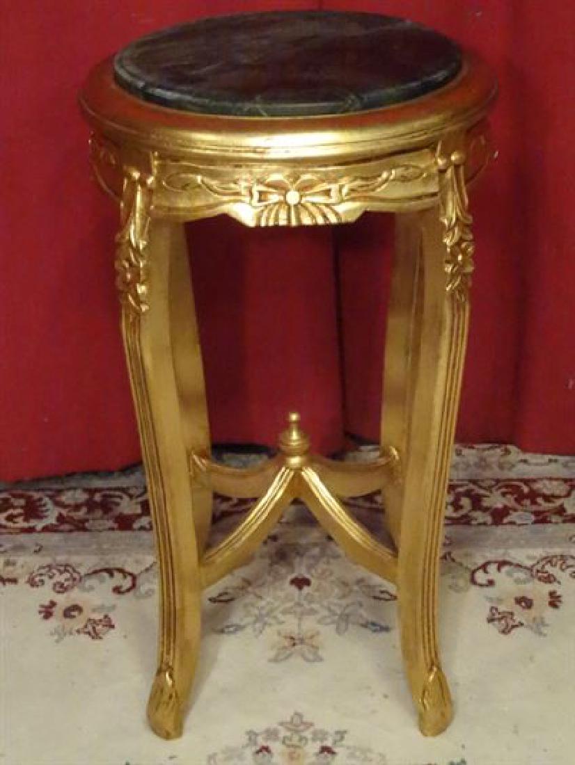 LOUIS XV STYLE PEDESTAL, GOLD GILT WOOD WITH GREEN (1 of 7)