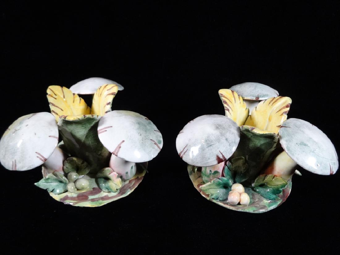 PAIR CAPODIMONTE STYLE PORCELAIN CANDLE HOLDERS, TRIPLE (1 of 10)