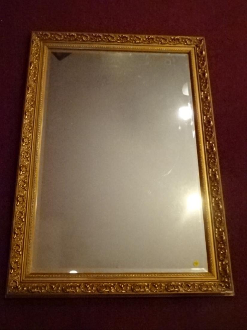 RECTANGULAR MIRROR, GOLD FINISH WOOD AND GESSO FRAME, (1 of 3)