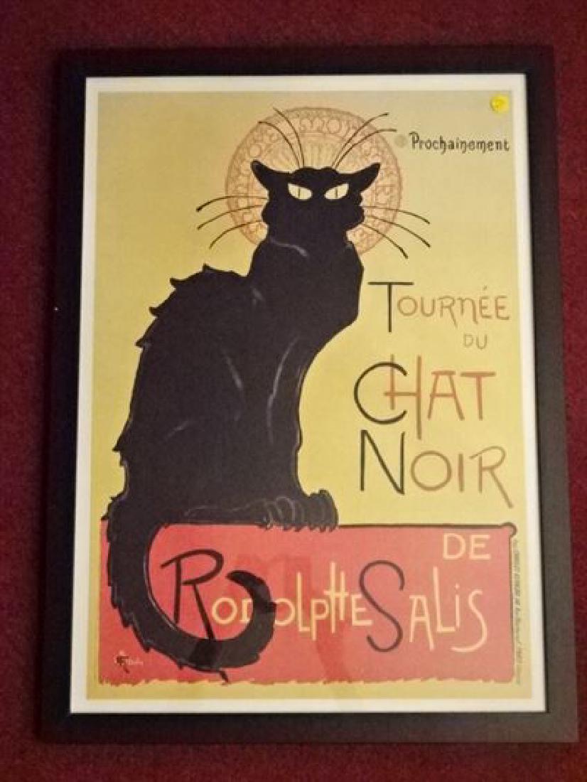 LE CHAT NOIR FRENCH ADVERTISING POSTER REPLICA, IN BACK: LE CHAT NOIR FRENCH ADVERTISING POSTER REPLICA, IN BACK FRAME, VERY GOOD CONDITION, FRAMED SIZE 22"H X 20"W, SKU279.20