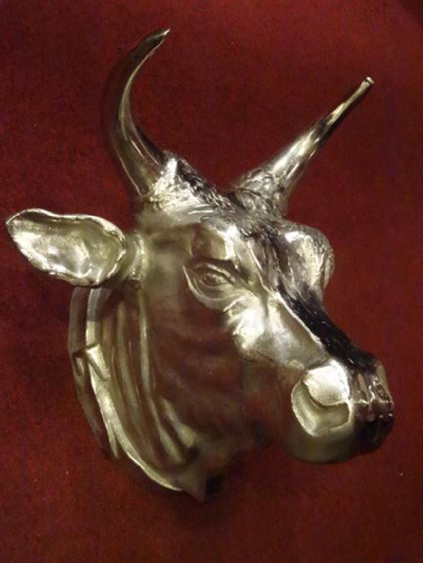 HUGE ALUMINUM BULL HEAD SCULPTURE, WALL MOUNT, (1 of 6)