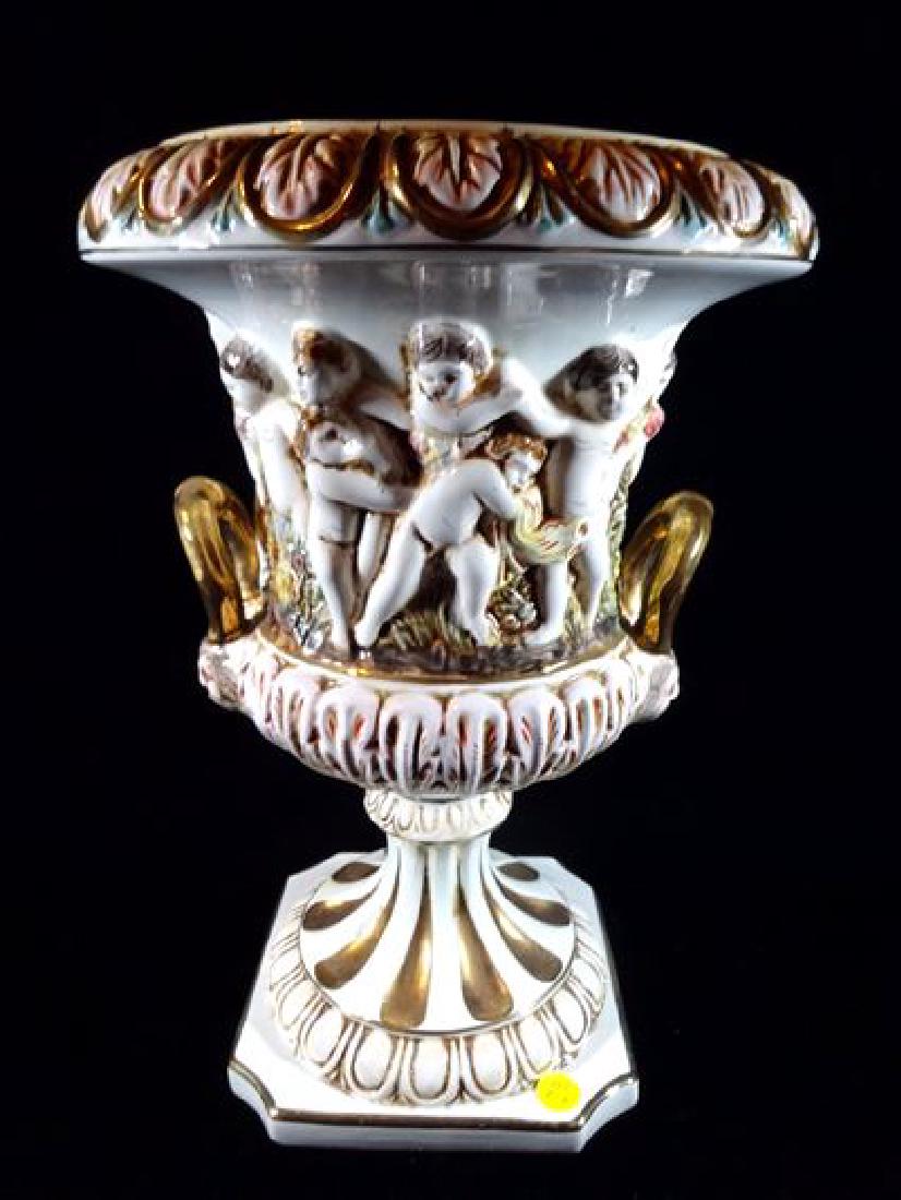 ITALIAN CAPODIMONTE PORCELAIN URN, PAINTED FIGURAL (1 of 4)