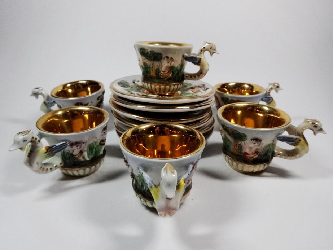 12 PC R. CAPODIMONTE PORCELAIN DEMITASSE SET, INCLUDES: 12 PC R. CAPODIMONTE PORCELAIN DEMITASSE SET, INCLUDES 6 CUPS & 6 SAUCERS, LABELED M.A S - R. CAPODIMONTE