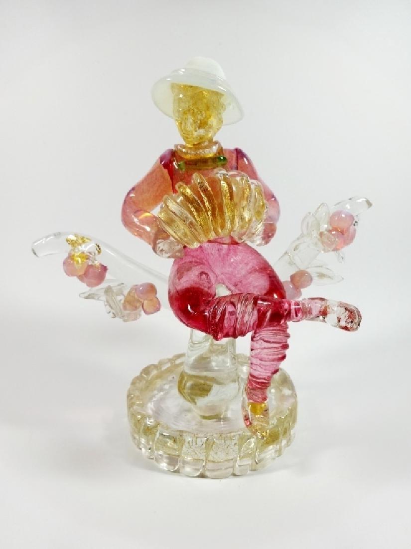 VINTAGE MURANO GLASS FIGURINE, MAN PLAYING AN ACCORDION (1 of 8)