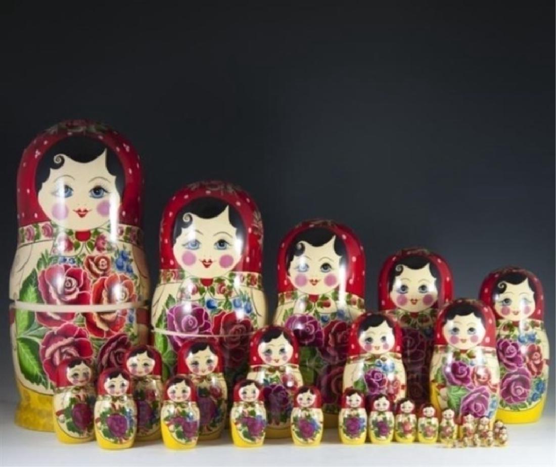 LARGE 24 PC RUSSIAN MATYROSHKA NESTING DOLLS, PAINTED (1 of 4)