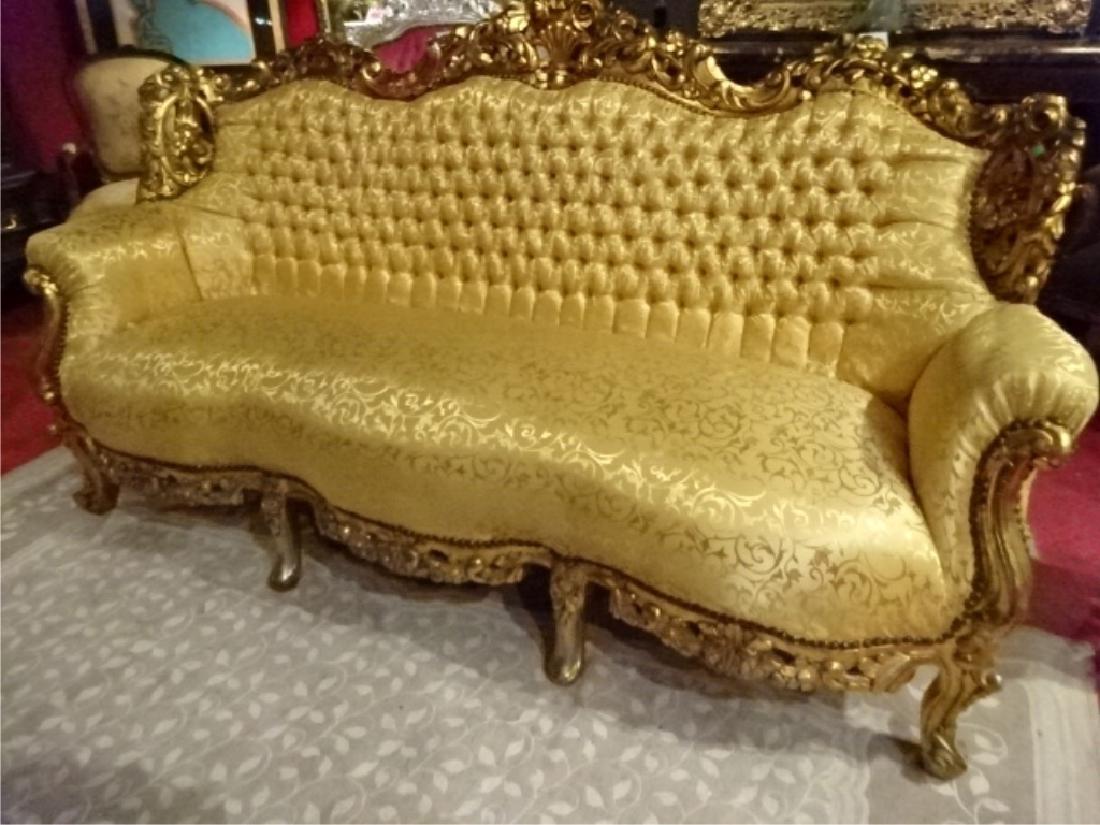 ROCOCO GOLD GILT WOOD SOFA, LOUIS XIV STYLE, GOLD (1 of 11)