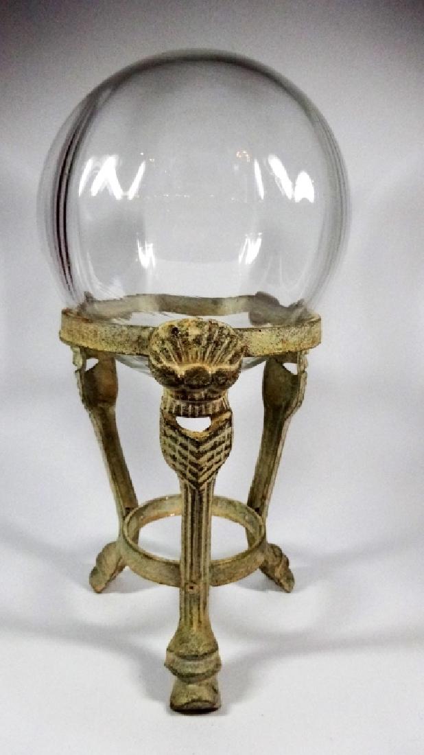 LARGE BLOWN GLASS GLOBE ON STAND, APPROX 12"H, APPROX (1 of 4)