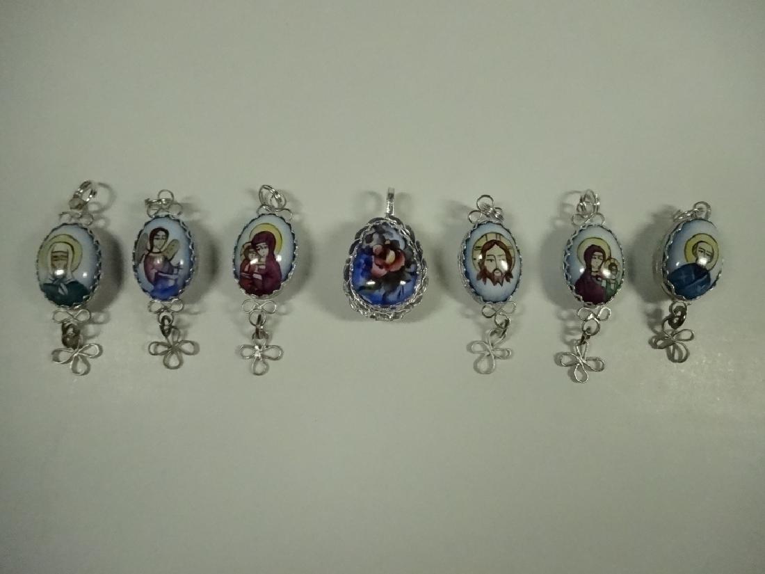 7 PC HANDPAINTED RUSSIAN PENDANTS, INCLUDES 6 PENDANTS (1 of 6)