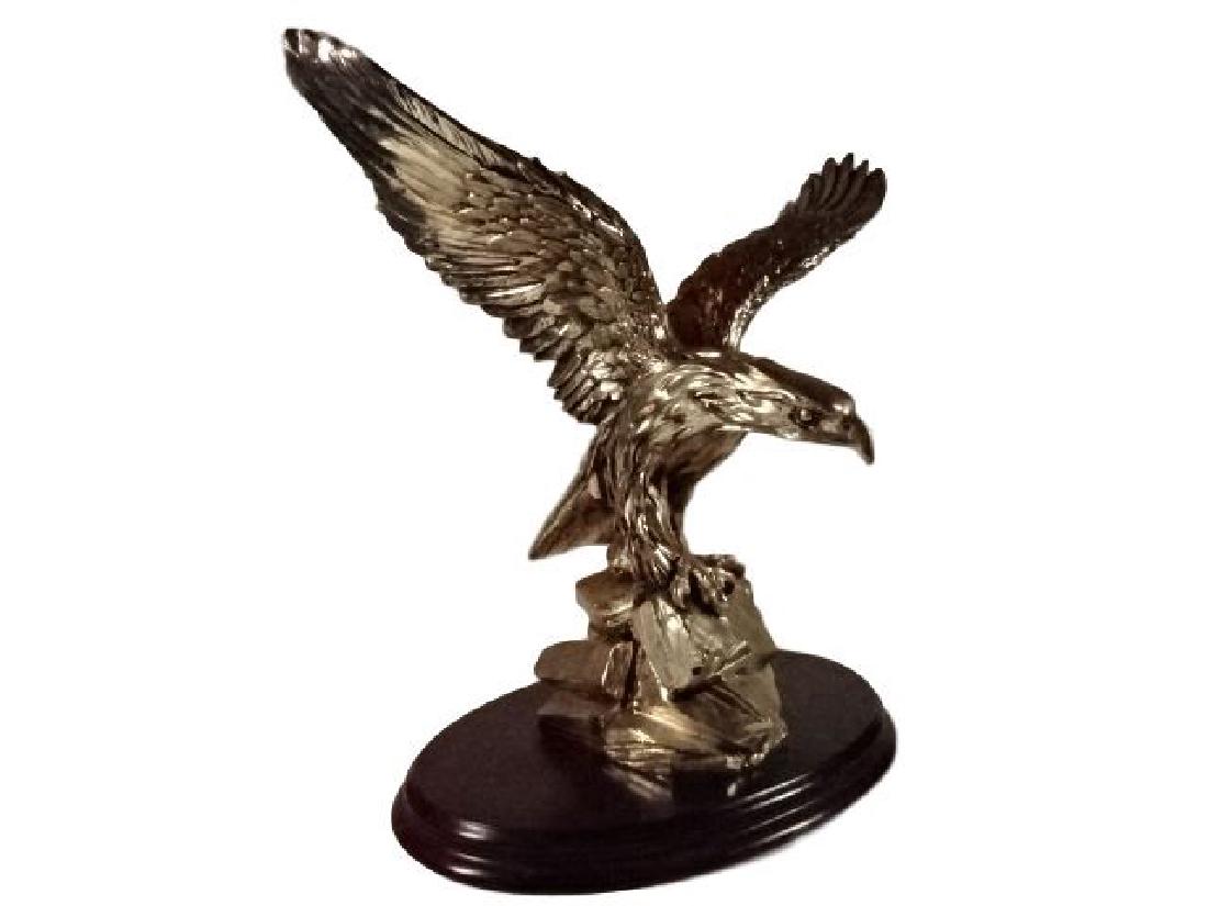 METAL CLAD EAGLE SCULPTURE, SILVER PATINATED METAL OVER (1 of 7)
