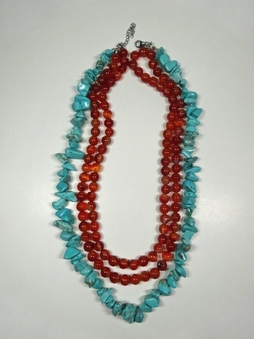 TURQUOISE & CARNELIAN BEAD NECKLACE, APPROX 18.5"L (1 of 4)