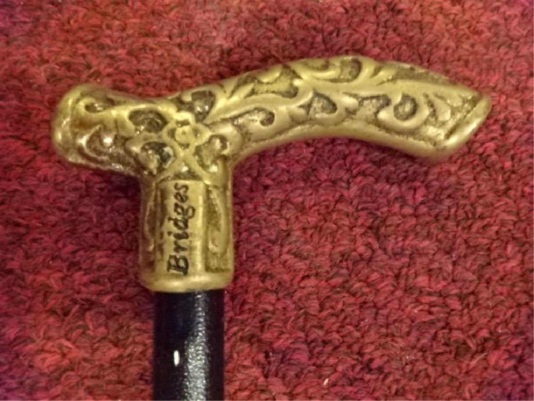 VINTAGE BRIDGES CANE / WALKING STICK, BRASS HANDLE WITH (1 of 4)