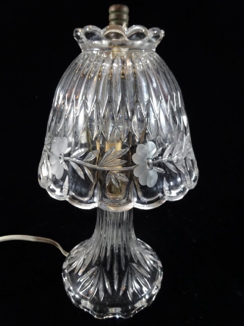 CRYSTAL BOUDOIR LAMP WITH CRYSTAL SHADE, VERY GOOD (1 of 3)