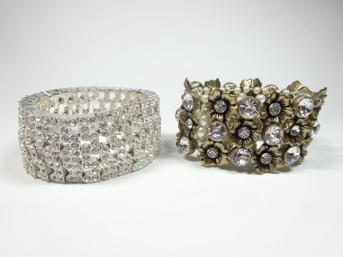 2 PC RHINESTONE BRACELETS, WIDE BAND STRETCH, (1 of 8)