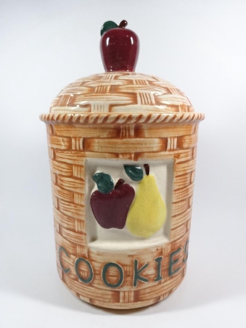 VINTAGE COOKIE JAR, WOVEN BASKET WITH LID FORM WITH (1 of 8)