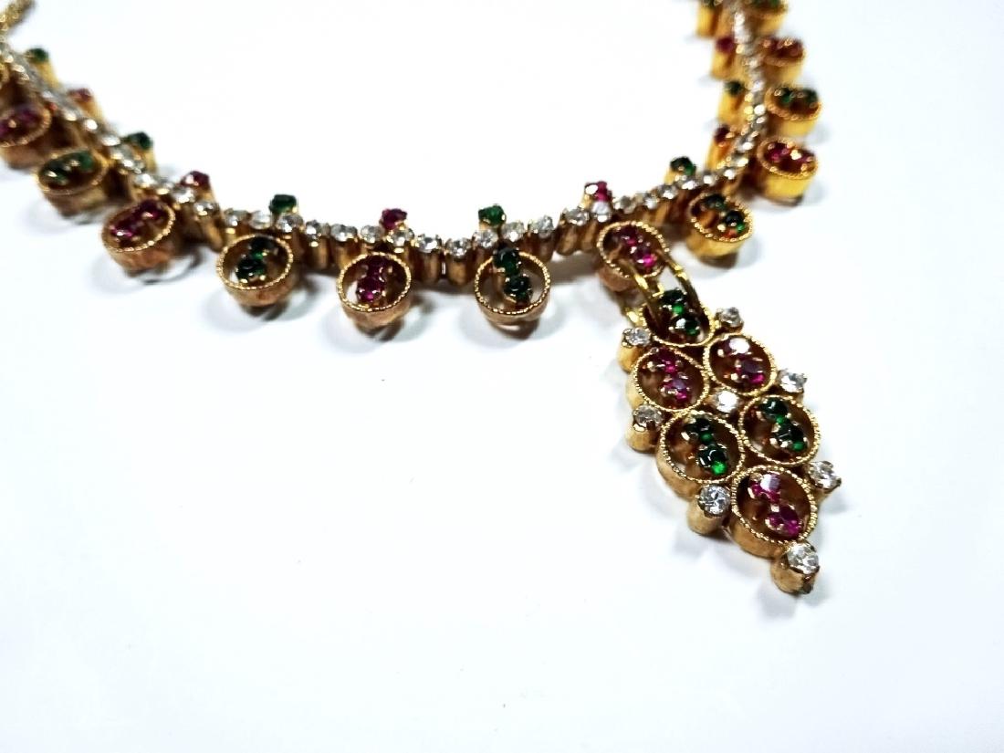INDIAN GOLD VERMEIL NECKLACE WITH FAUX RUBIES & (1 of 5)