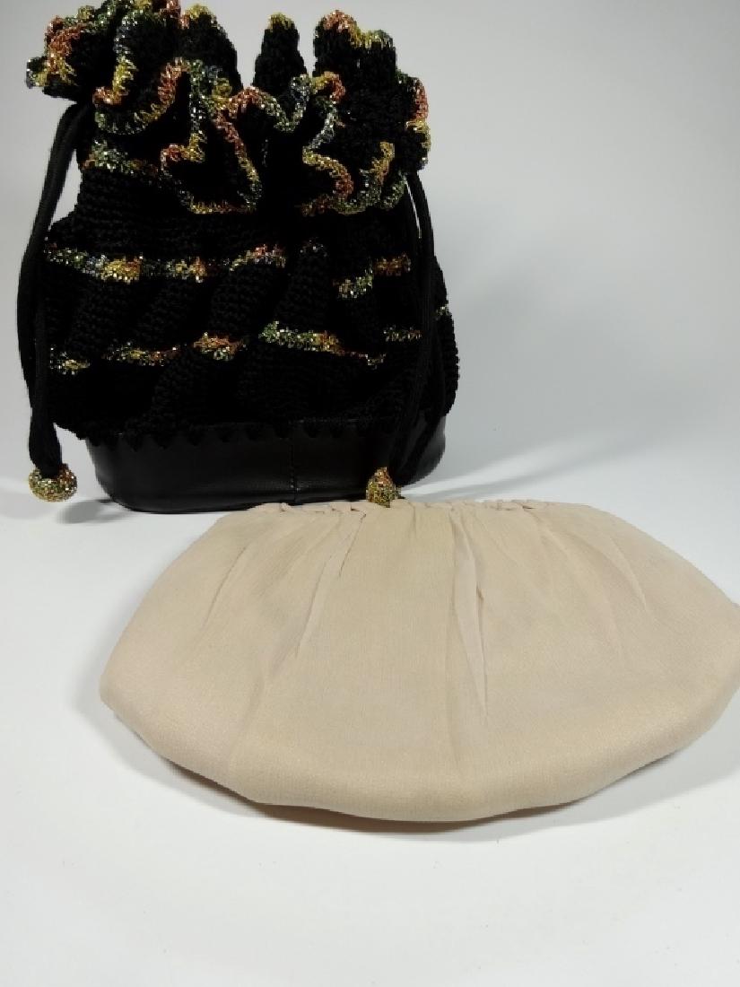 2 PC VINTAGE PURSES, INCLUDES BEIGE CREPE CLUTCH BY (1 of 4)