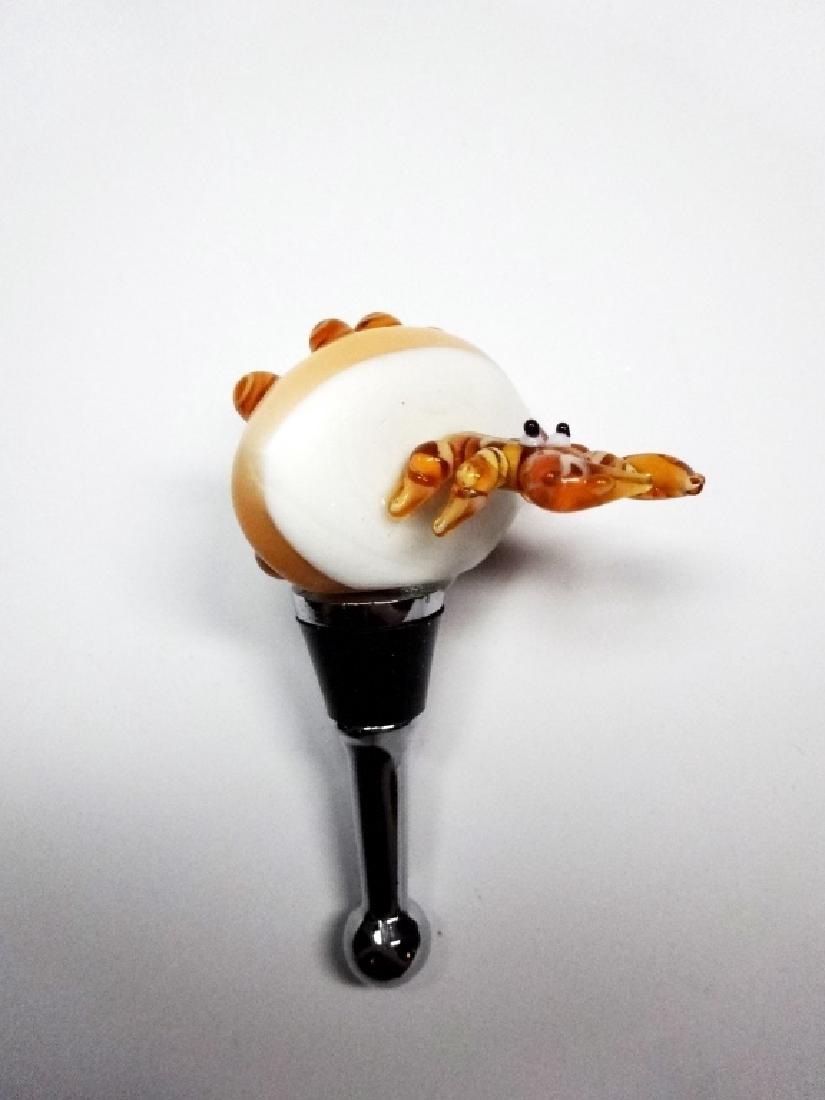 MURANO STYLE ART GLASS WINE BOTTLE STOPPER, HERMIT: MURANO STYLE ART GLASS WINE BOTTLE STOPPER, HERMIT CRAB, APPROX 4" X 3", MURANO CRISTALLERIA D'ARTE LABEL ON BOX