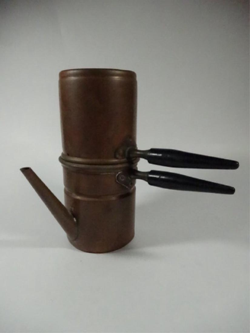 2 PC COPPER GRAVY SEPARATOR & CUP, FIT TOGETHER, WOODEN (1 of 6)