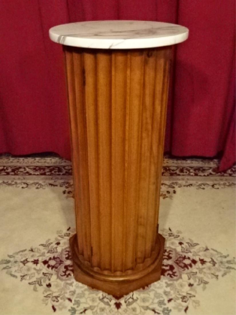 WOOD PEDESTAL CABINET WITH MARBLE TOP, SINGLE DOOR WITH (1 of 5)
