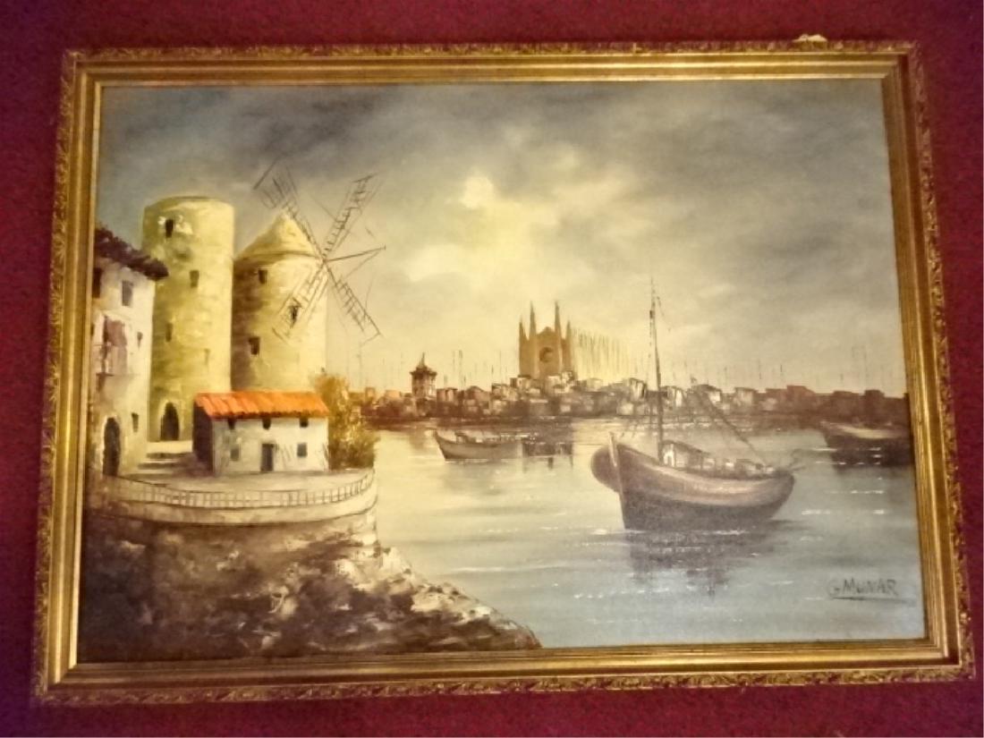 G munar oil painting on canvas spanish coastal scene