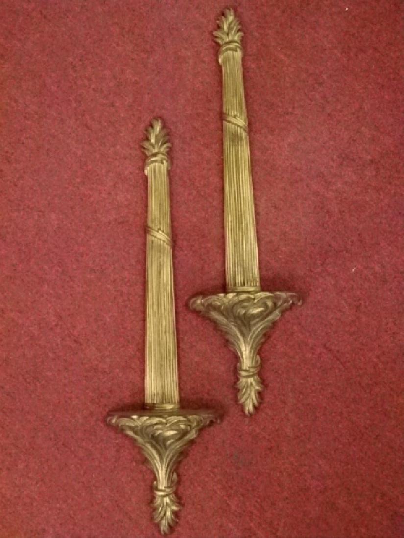 PAIR NEOCLASSICAL WALL BRACKETS, GOLD FINISH WOOD (1 of 5)