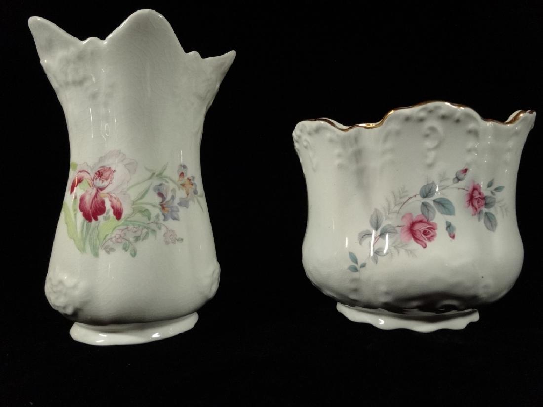 2 STAFFORDSHIRE ENGLAND PORCELAIN VASES, FLORAL (1 of 9)